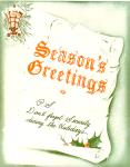 cx-6968-002.jpg-The poster is an old scroll that says "Season Greetings, p.s. don't forget security during the holidays."

