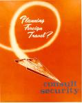 cx-1075-002.jpg - Paper airplane folded of a world map soaring through the air. Caption reads, "Planning foreign travel? Consult security".

