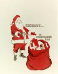 cx-6288-008  A White background with a picture of Santa Claus and a large bag of toys. The caption reads, "Security.it's everybody's bag."

