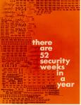cx-6381-017  An orange background showing a mangle of days, dates, and years.  The caption reads, "There are 52 security weeks in a year."

